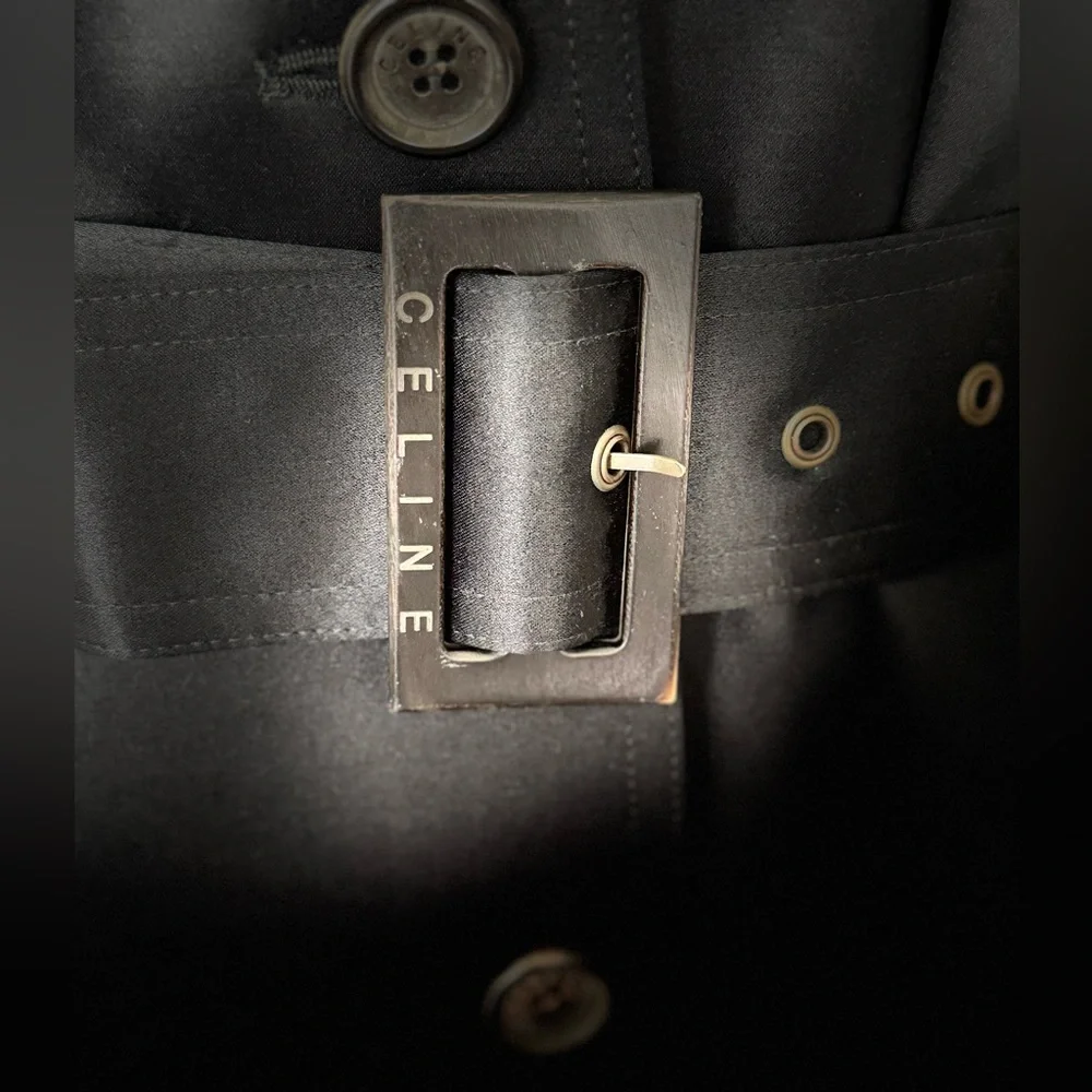 CELINE Silk Wool Blend Belted Trench Coat - Picture 4 of 16